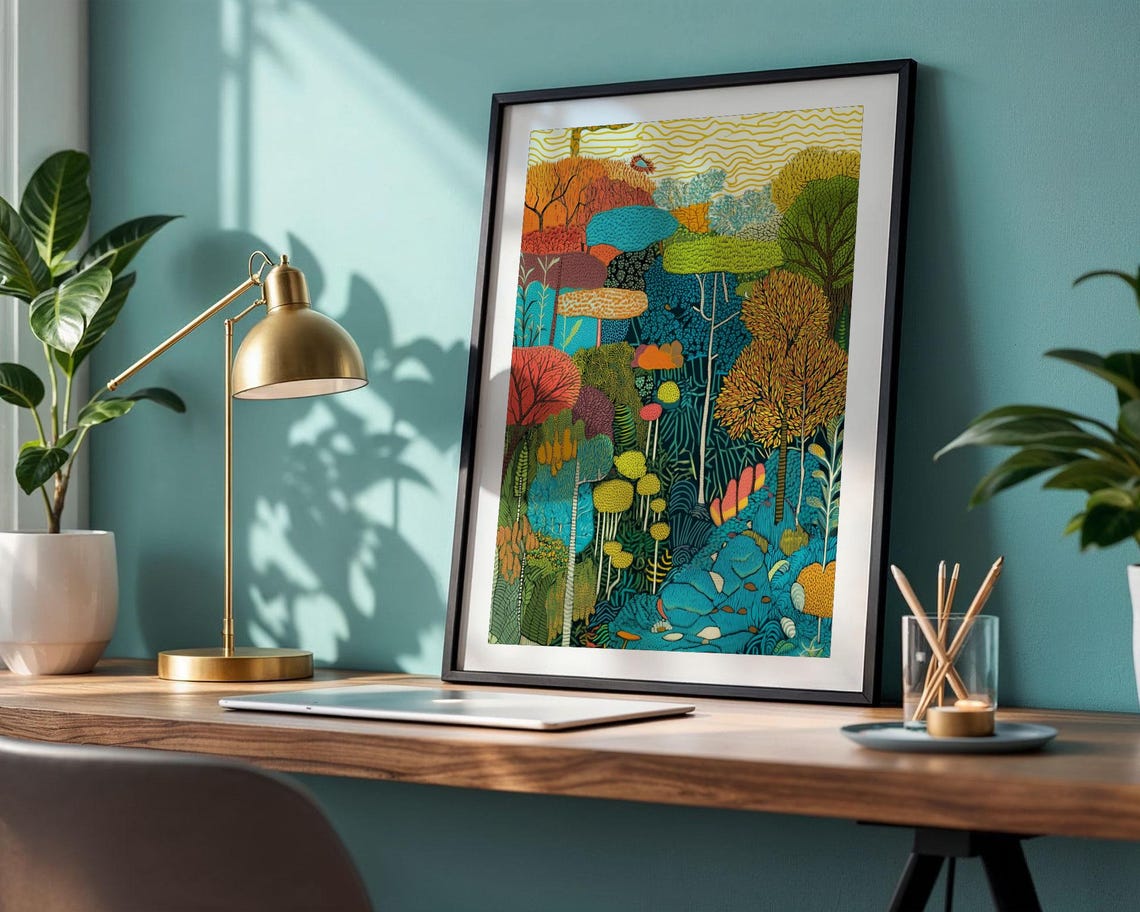Colorful Abstract Forest Canopy Textured Modern Nature Poster - Image 4
