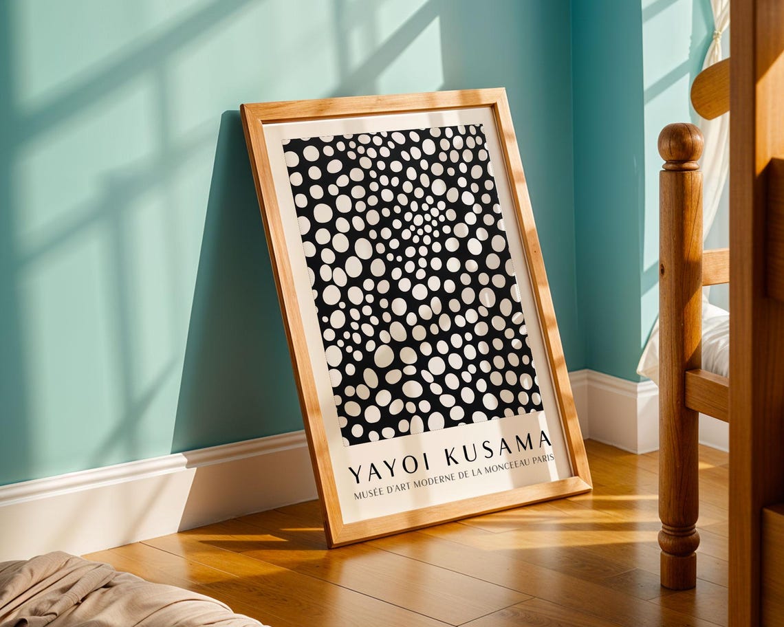 Yayoi Kusama Bold Black and White Polka Dot Museum Art Poster - Image 5