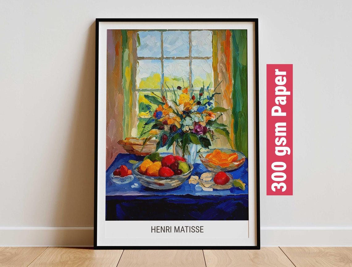 Matisse Style Fruit and Flower Still Life by Sunny Window Poster