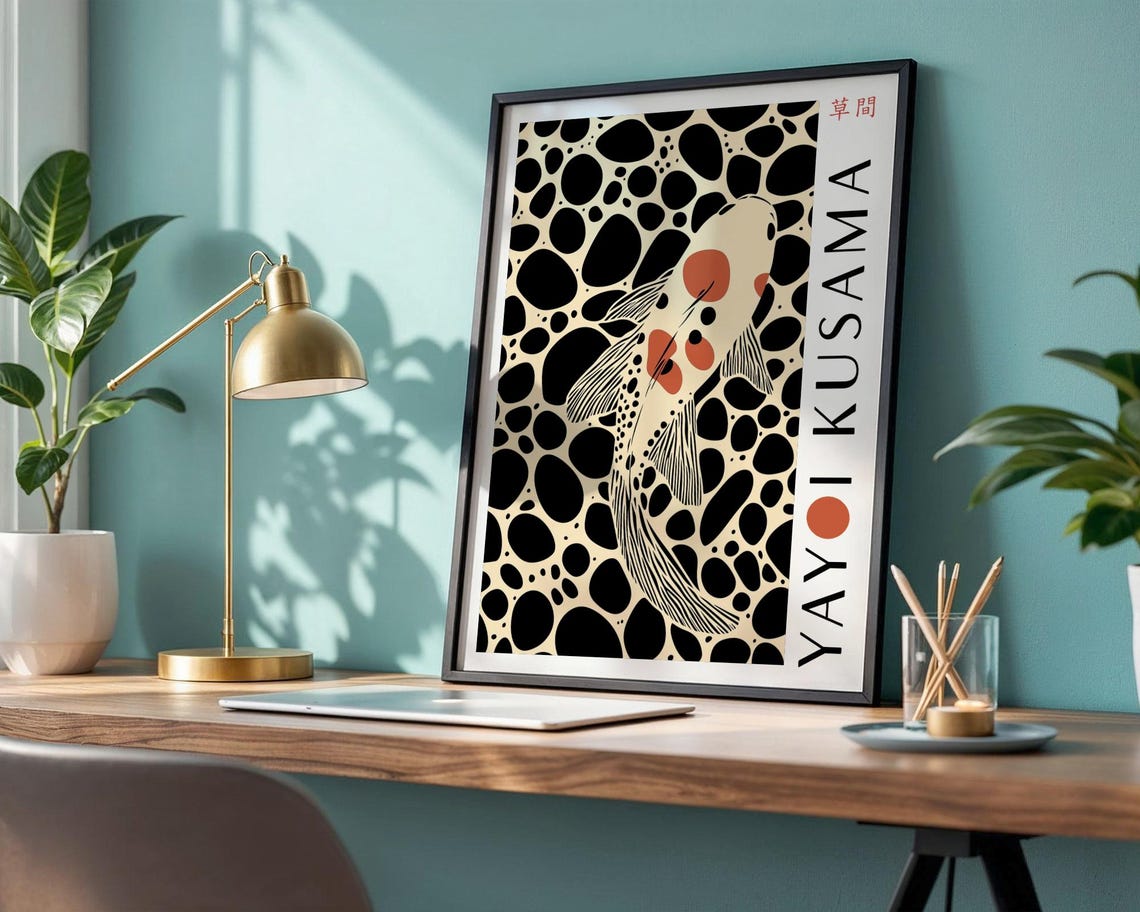 Yayoi Kusama Abstract Koi Fish Wall Art Bedroom Koi Fish Poster Koi Fish Poster Koi Fish Print Kusama Inspired Print Japanese Art - Image 4