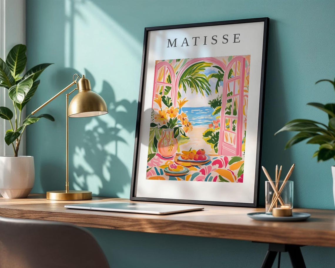 Henri Matisse Joyful Print Abstract Room With Sea View Art Colorful Minimalist Artwork Fauvism Style Wall Art Colorfield Style Art - Image 2