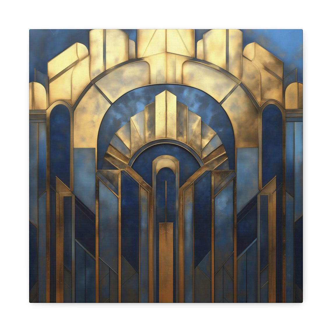 Art Deco Blue Gold Arch Cathedral 1920s Geometric Grand Wall Poster - Image 2