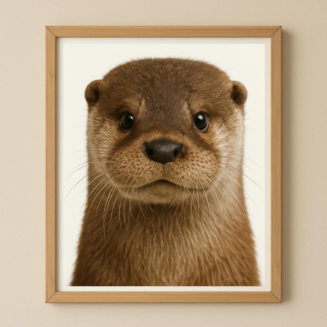 Cute Otter Face Close Up Portrait Minimalist Animal Photo Poster