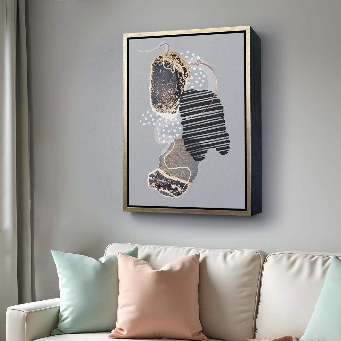 Decorative Painting With Abstract Patterns In Geometric Form Minimal Modern Wall Decor Housewarming Gifts Framed Wall Art - Image 4