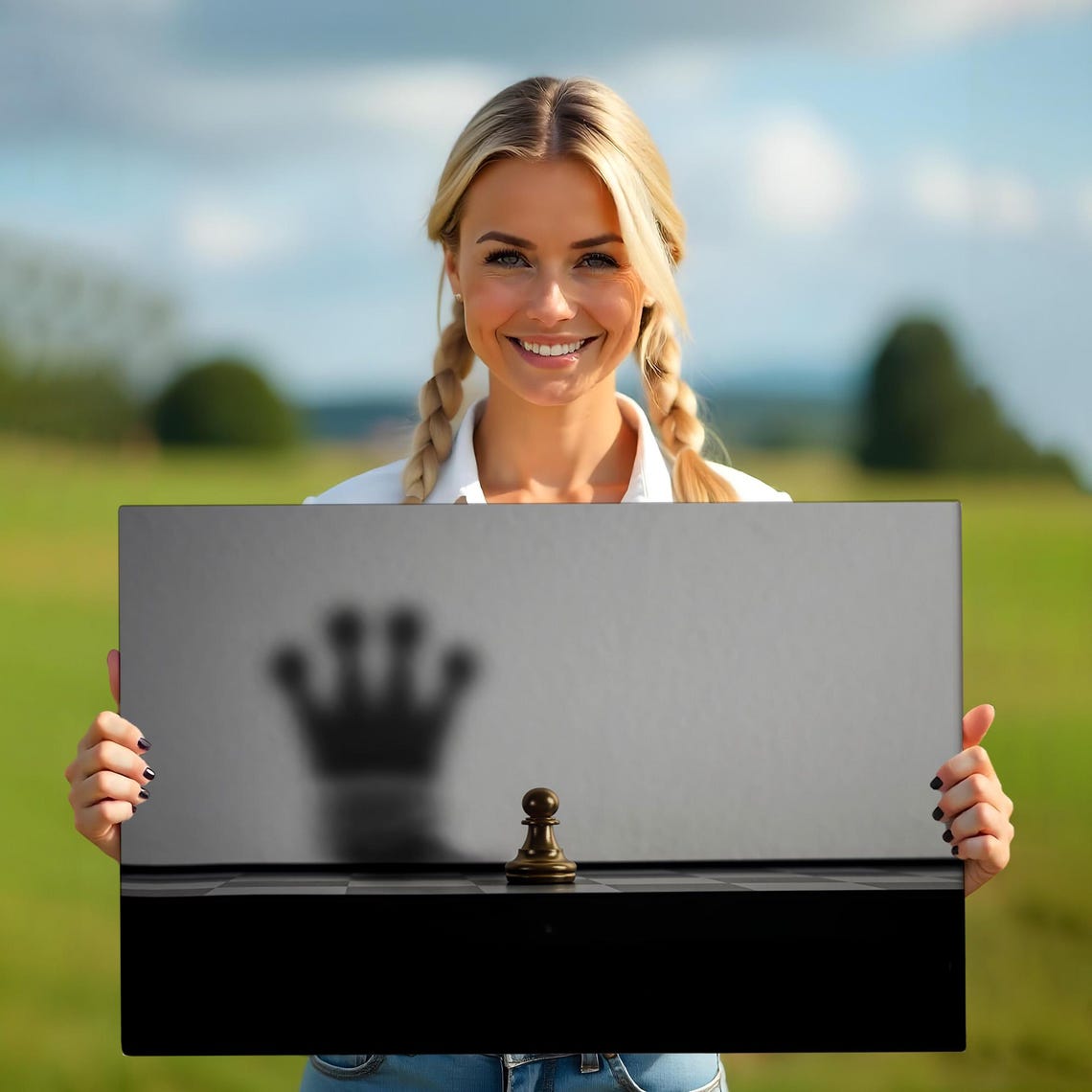 Chess Pawn Casting Crown Shadow Black White Minimalist Ambition Poster - Image 5