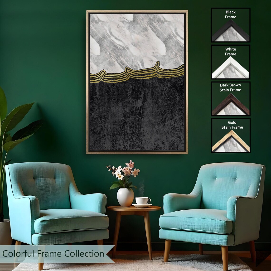 Black And White Marble Pattern Abstract Modern Art - Image 2
