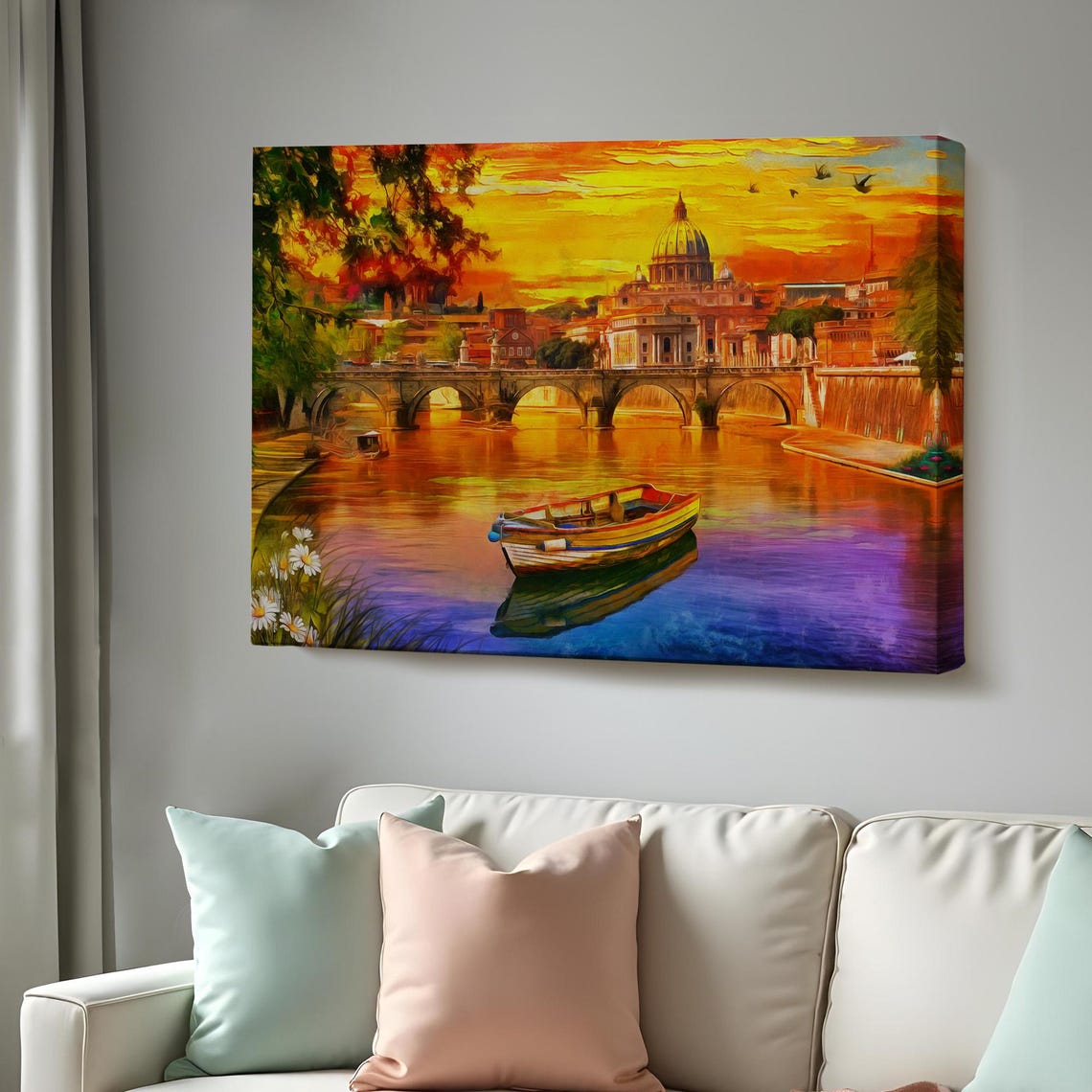 Rome St Peters Basilica Tiber River Golden Sunset Italy Poster