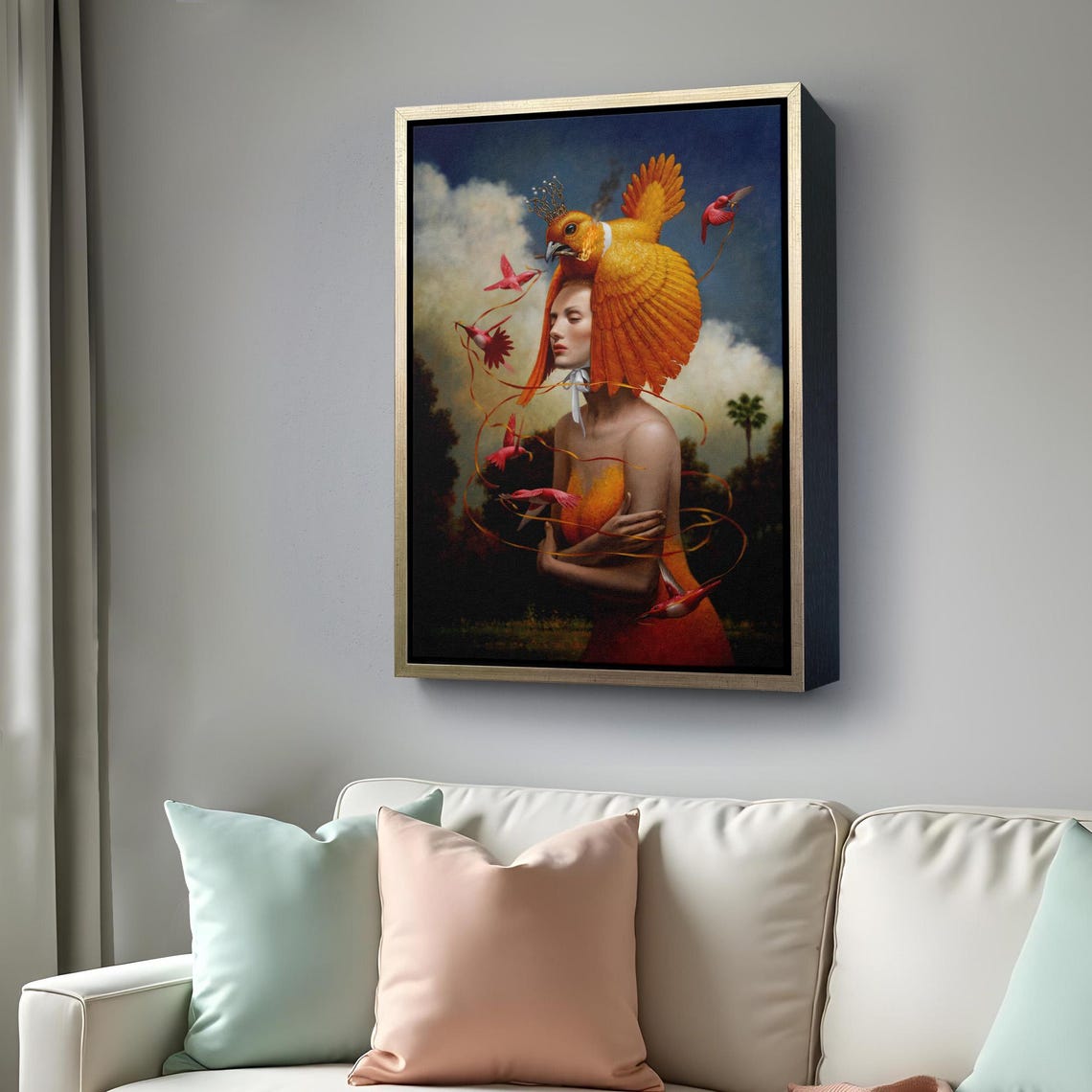 Surreal Oil Painting Of A Woman Bird By Steven Kenny Painting Large Wall Art Surreal Wall Art Surreal Print - Image 4