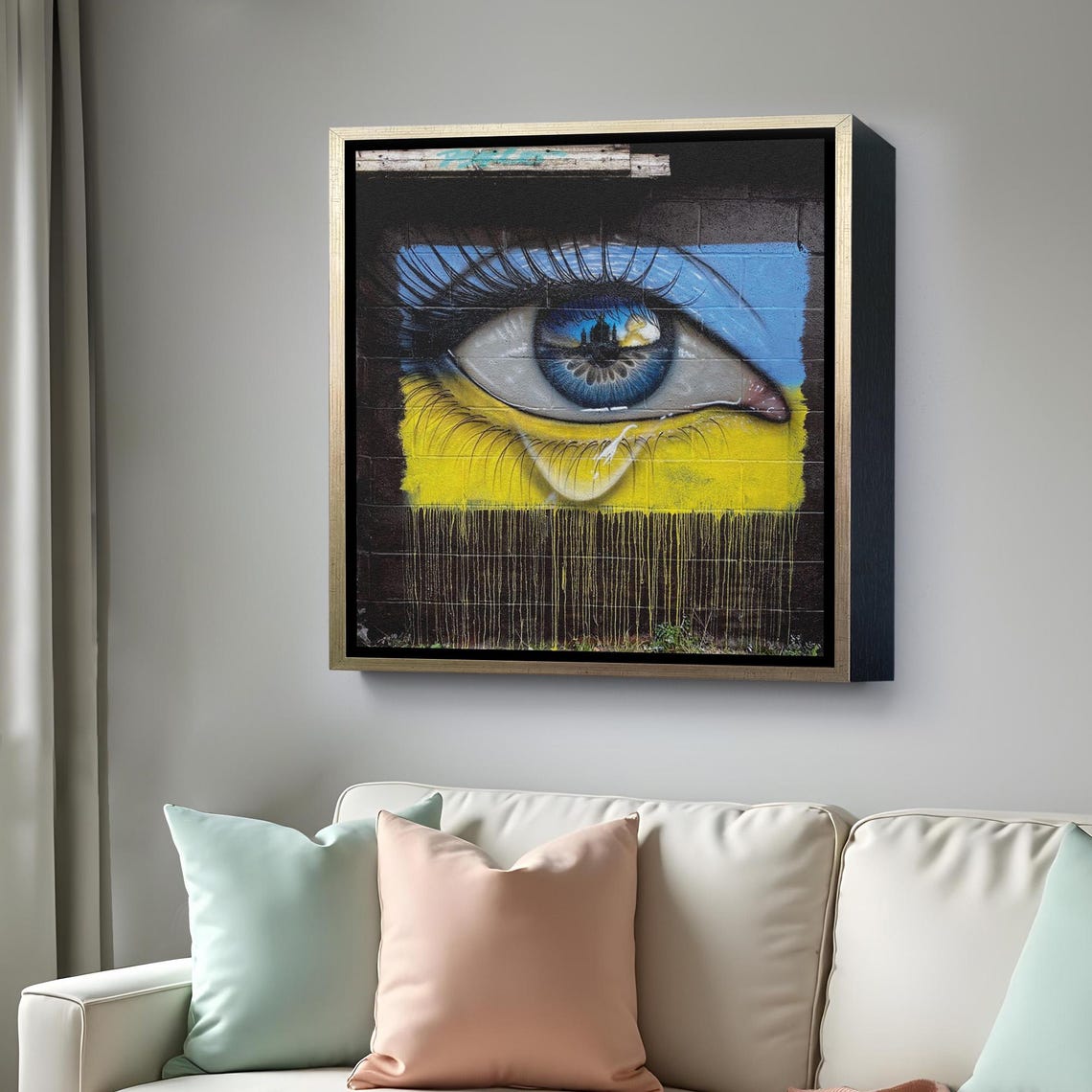 Ukraine Crying Eye Street Art Mural Blue Yellow Flag Wall Art Poster - Image 4