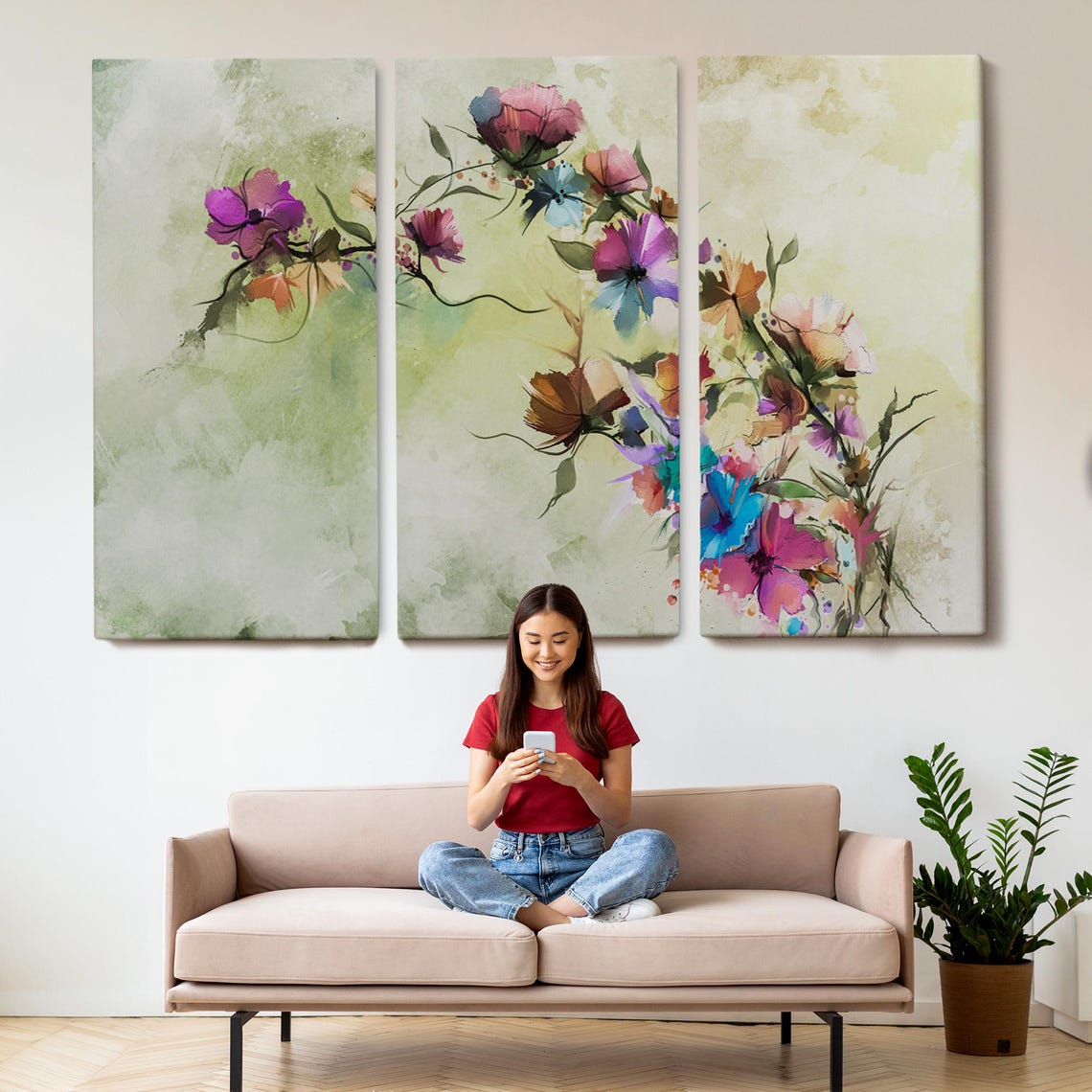 Abstract Spring Blossom Branch Watercolor Delicate Floral Art Poster - Image 2
