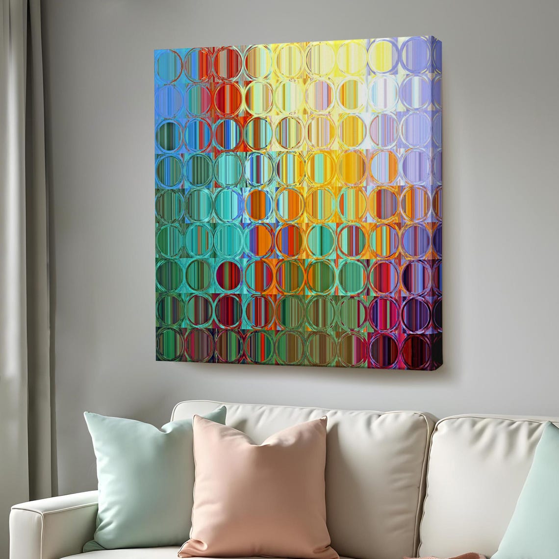 Colorful Glass Circles Abstract Geometric Rainbow Pattern Wall Art