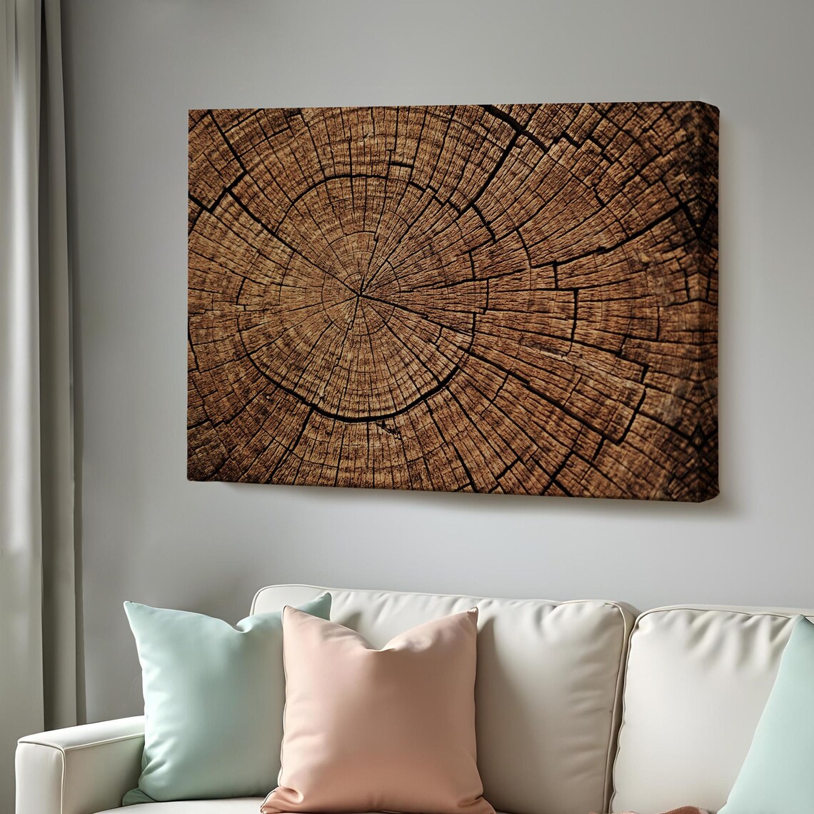 Tree Stump Pattern Painting, Minimal Modern Decor