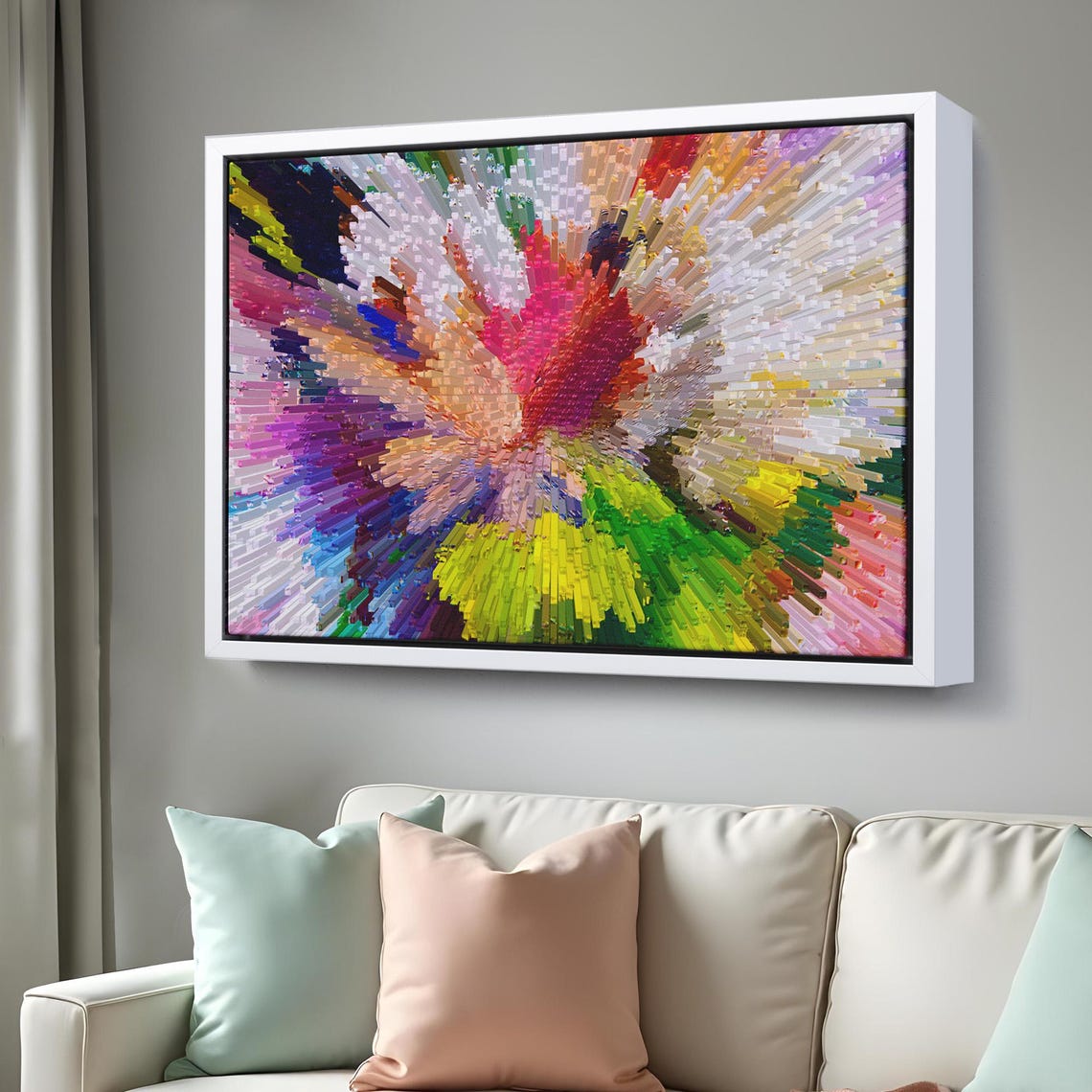 Abstract Colorful Explosion Brushstroke Burst 3D Digital Art Poster - Image 3