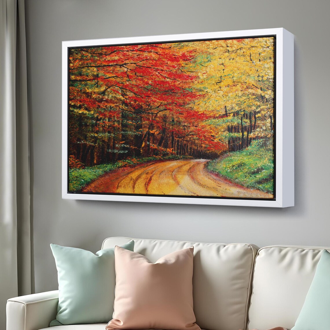 Forest Road Oil Painting Look Decorative Wall Art Nature Decor Nature Wall Decor Landscape Wall Table - Image 3