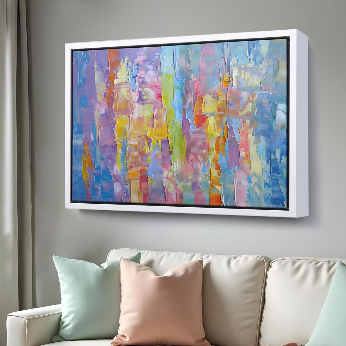 Pastel Abstract Impasto Texture Lavender Blue Yellow Modern Art Print - Image 3
