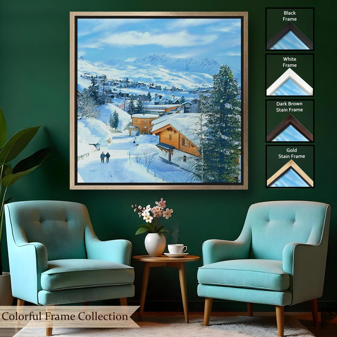 Snowy Mountain Village Print Nature Wall Decor Nature Wall Decor Nature Decor Landscape Wall Table - Image 2