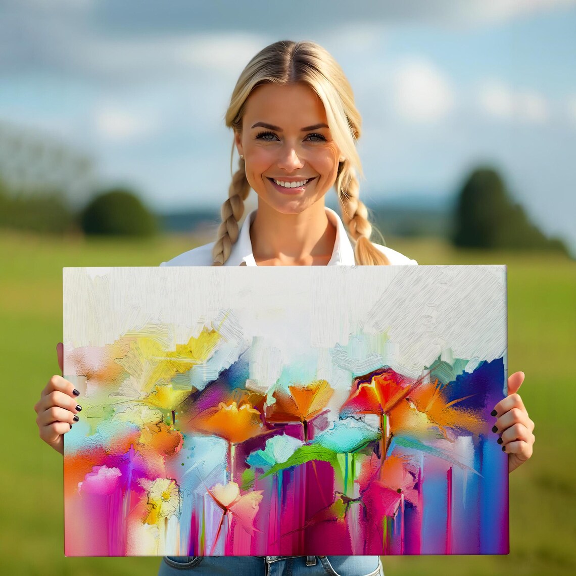 Abstract Colorful Flowers Oil Painting Vibrant Modern Floral Poster - Image 5