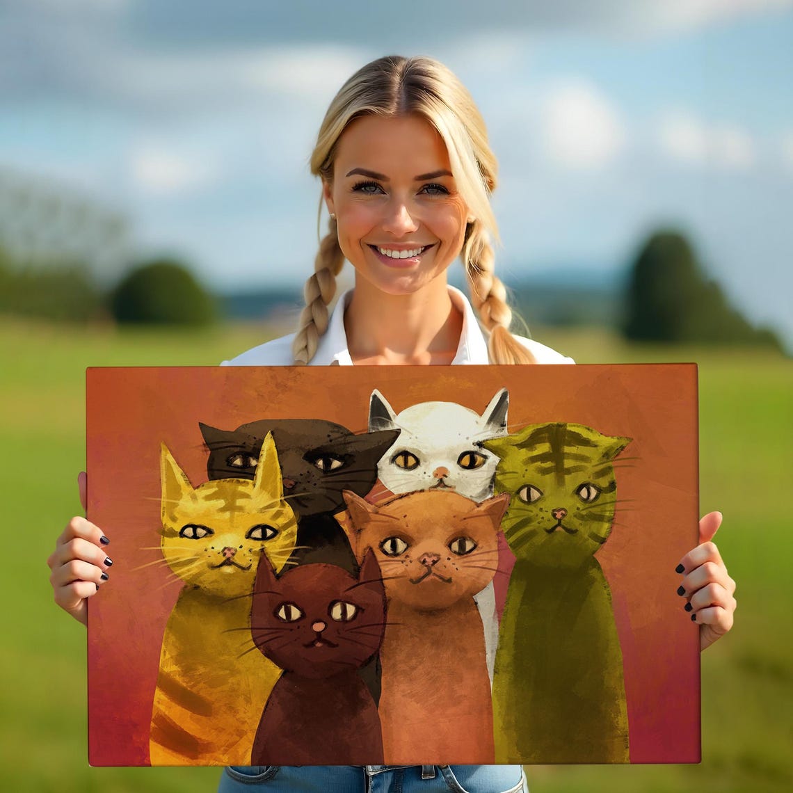 Abstract Cats Funny Colorful Felines Group Modern Whimsical Poster - Image 5