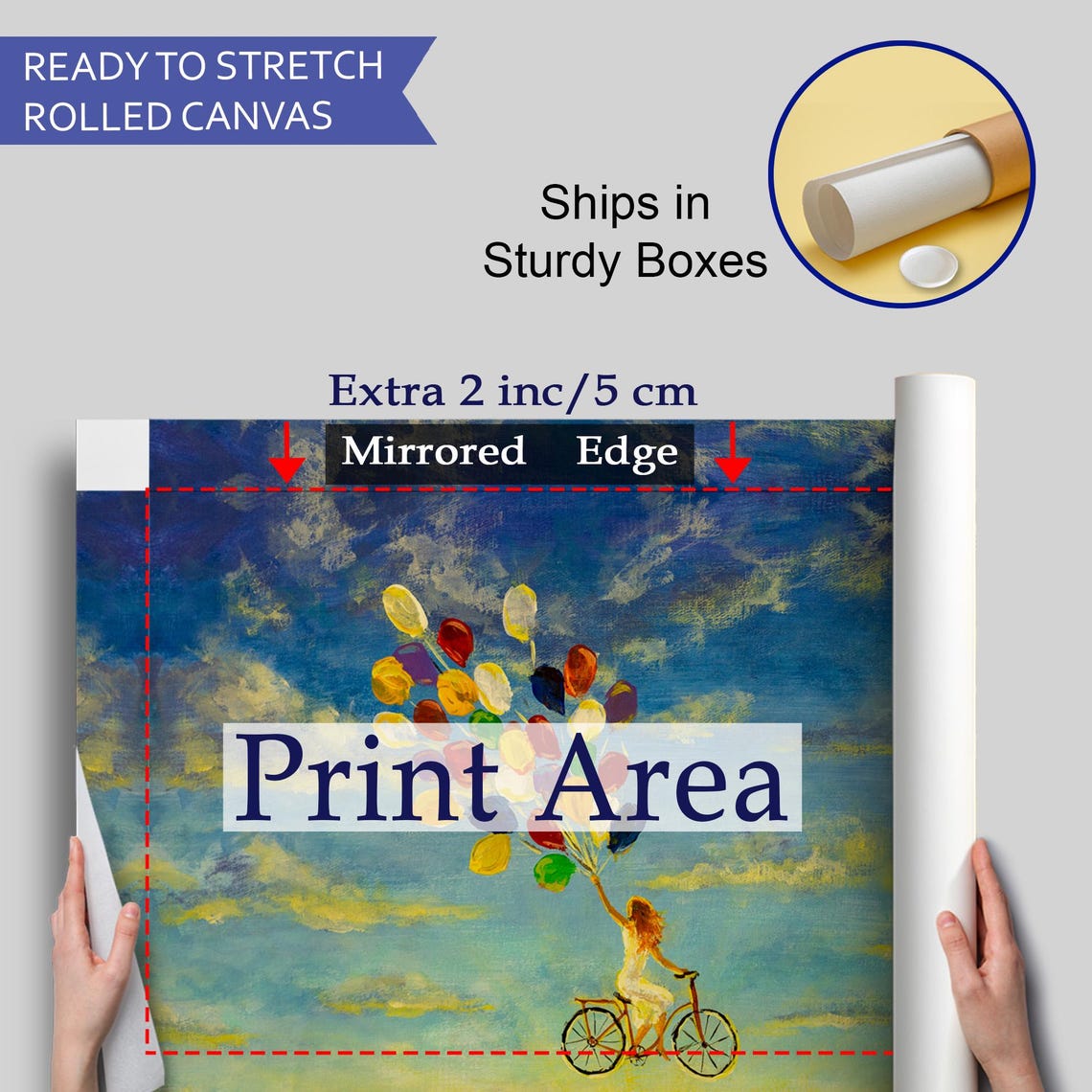 Girl On Bicycle Flying Colorful Balloons Dreamy Sky Art Poster - Image 4