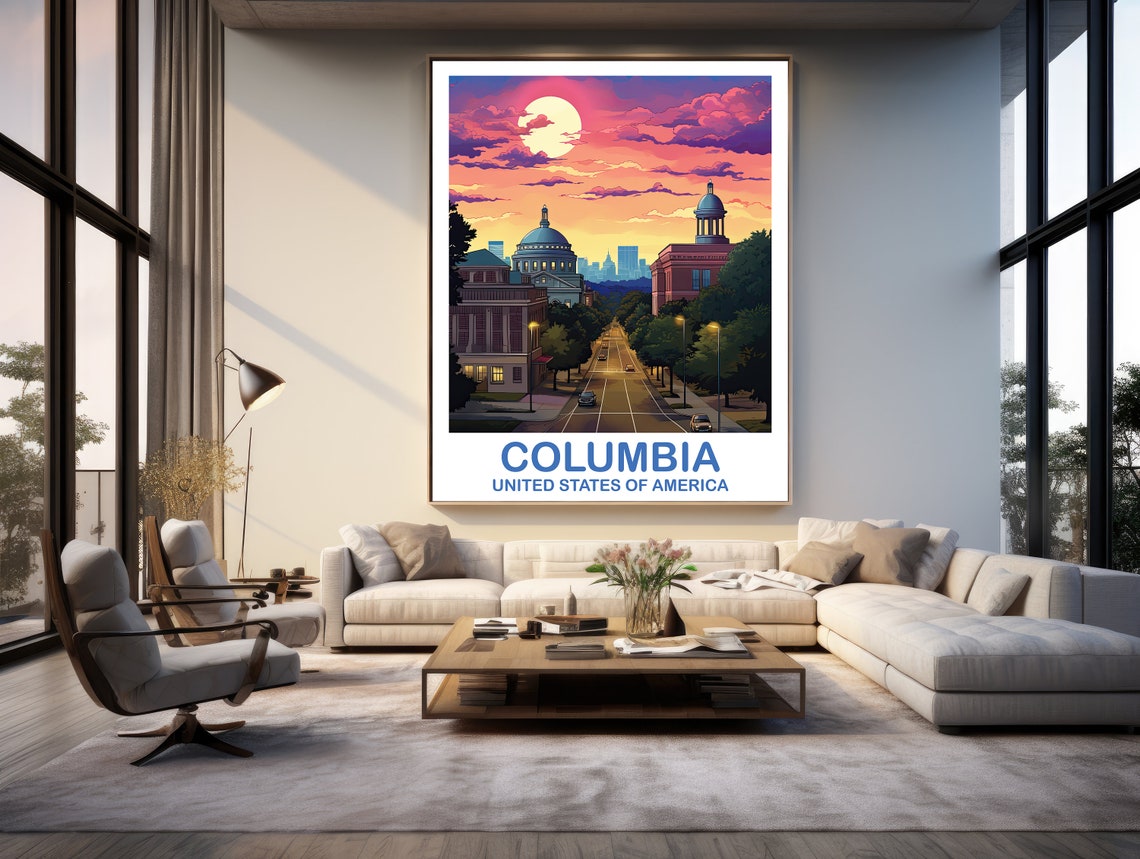 Columbia Travel Art Poster Columbia Wall Art South Carolina Wall Art Columbia South Carolina Poster Travel Wall Art T2nasac01 - Image 3