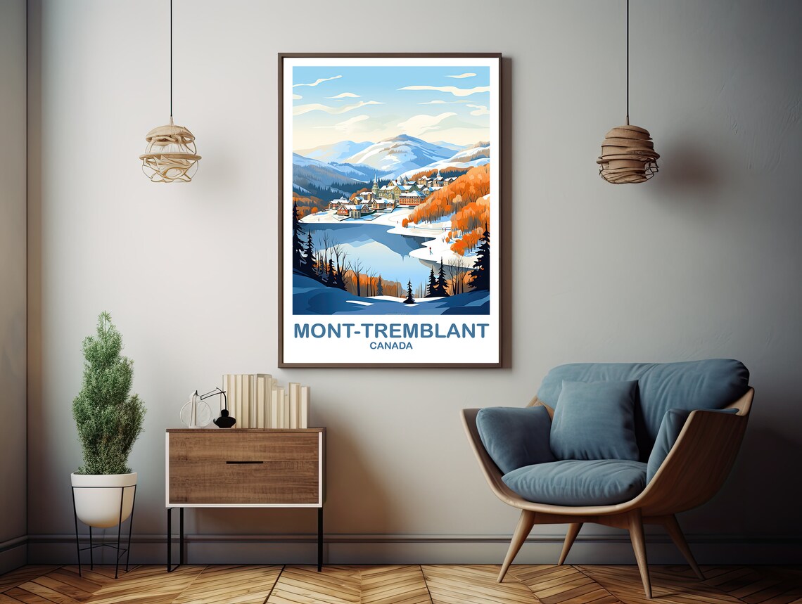 Mont Tremblant Canada Ski Resort Winter Village Scene Travel Poster - Image 2
