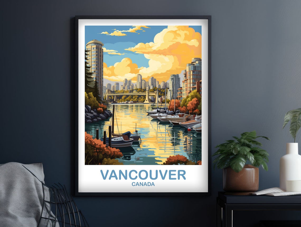 Vancouver Bc Travel Print British Columbia Wall Art Vancouver Travel Poster Travel Wall Art Vancouver Travel Wall Art T2nabcva4 - Image 2