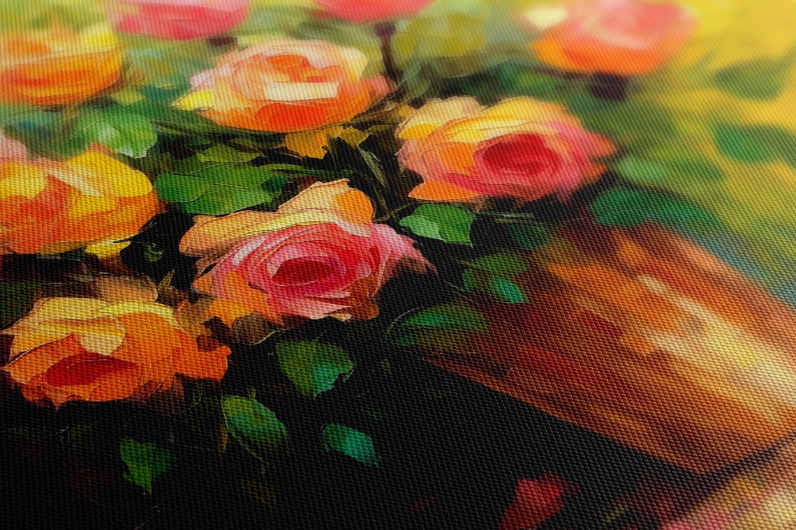Bouquet Of Yellow Pink Roses Flowers Oil Painting Style Print Wall Art Modern Floral Design Home Decor Botanical Flowers Wall Art - Image 3