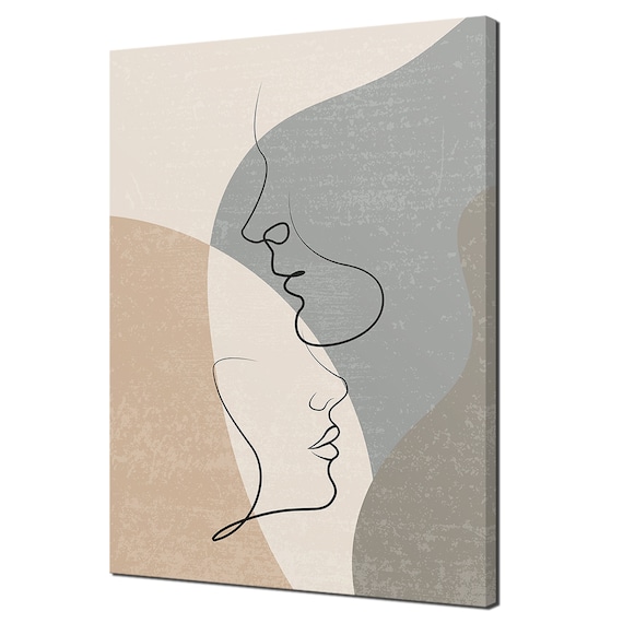 Couple in Love Line Art Print, Modern Abstract