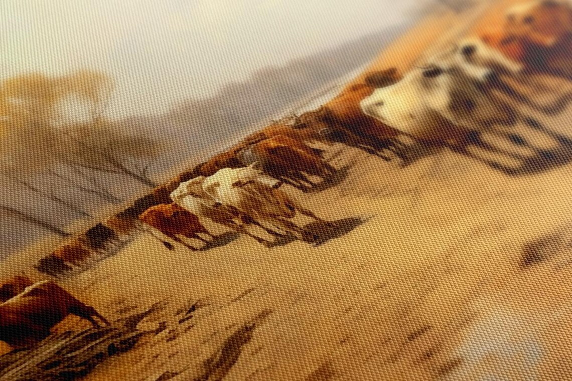 Cattle Herd On Dusty Country Road Autumn Trees Vintage Farm Art Poster - Image 3