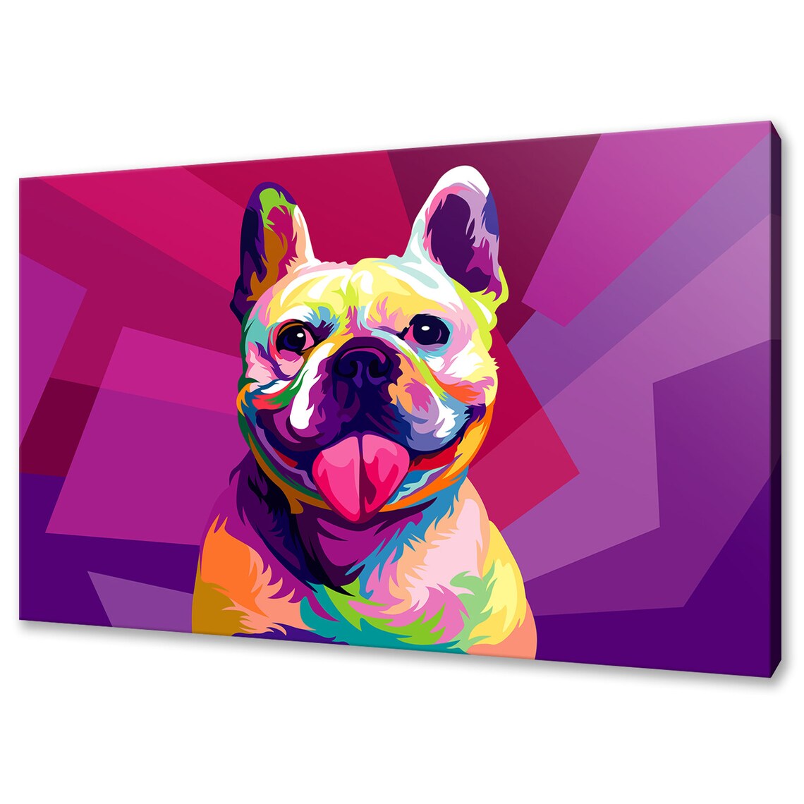 Colorful Pug Dog Pop Art Portrait Tongue Out Vibrant Modern Pet Poster