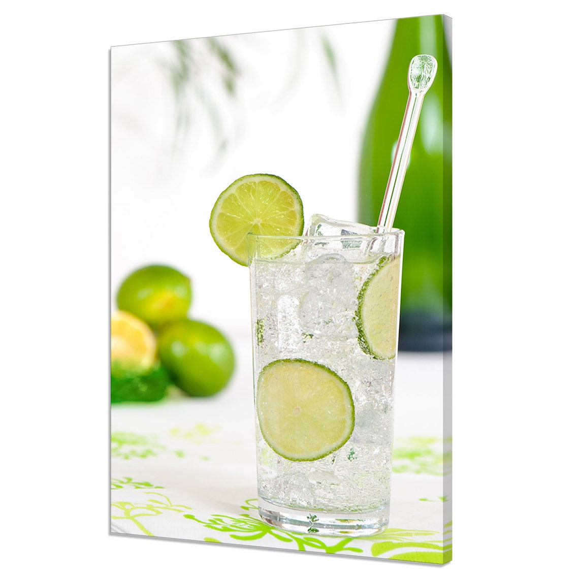 Gin and Tonic with Lime Twist Sparkling Cocktail Kitchen Art Print