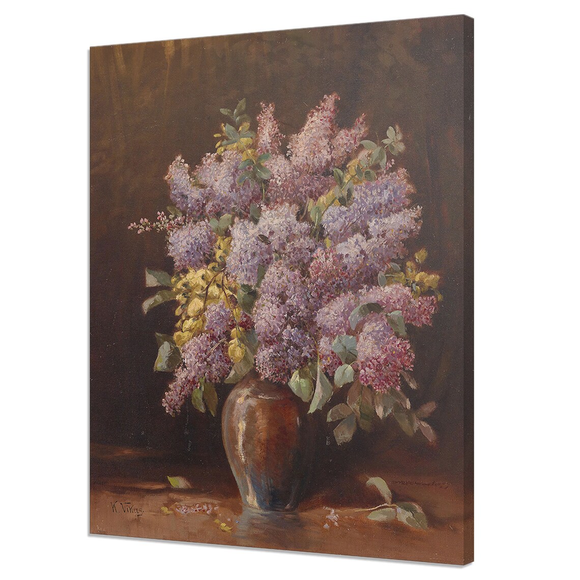 Lilac Flowers in Vase, Vintage Floral Art Print