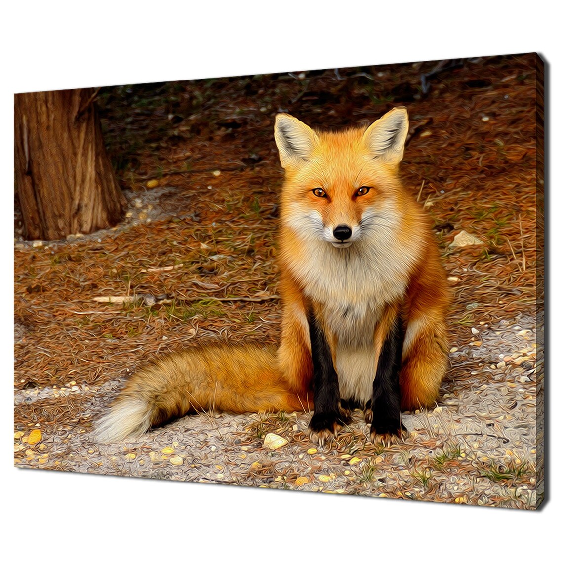 Red Fox in Autumn Forest, Modern Oil Painting Art Print