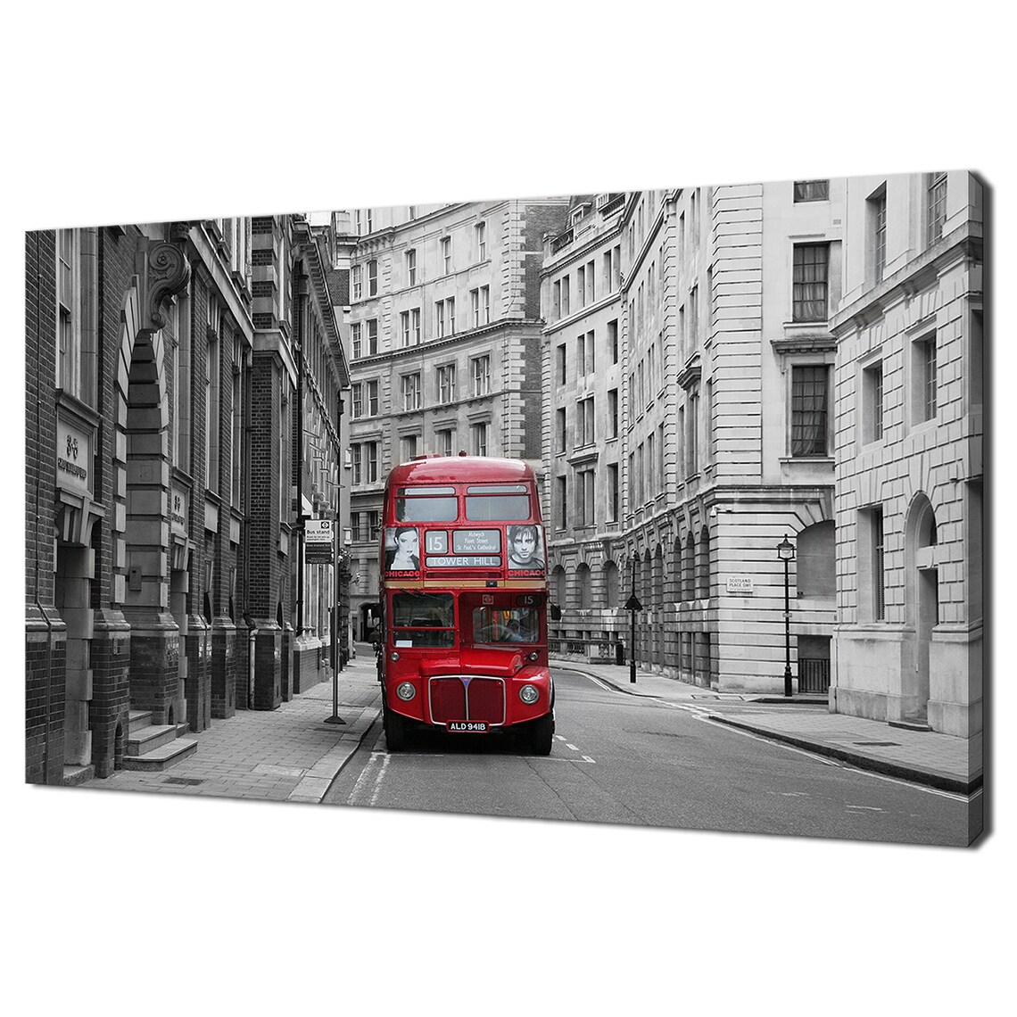 London Red Double Decker Bus Black White Street Photography Wall Print