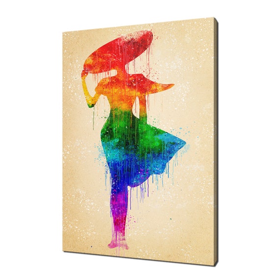Elegant Lady In Hat Colourful Rainbow Watercolour Modern Design Home Decor Print Wall Art Picture