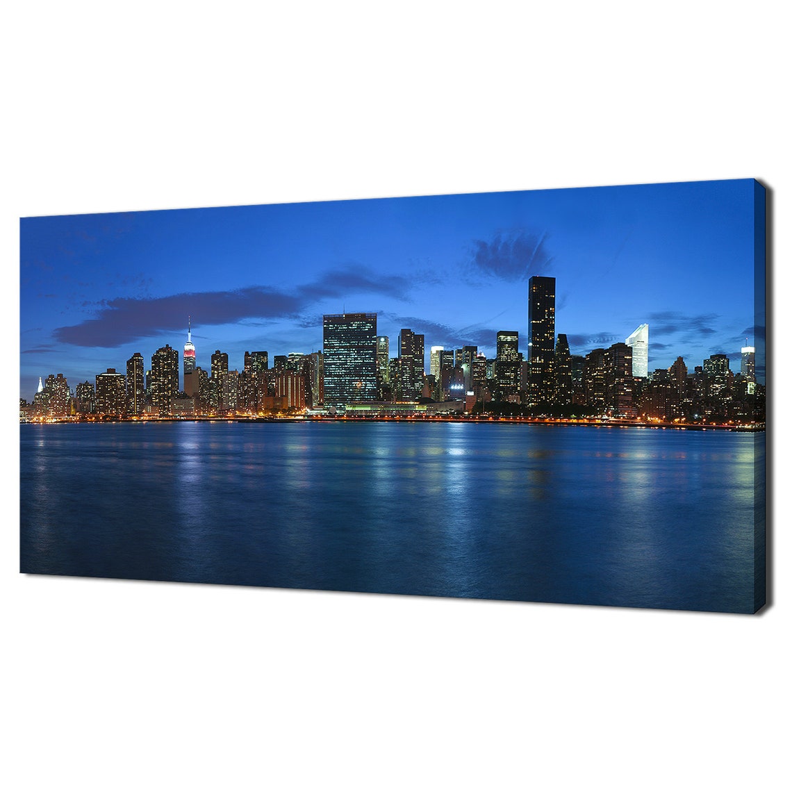 Manhattan Skyline Blue Hour Deep Blue Twilight City Panorama Print