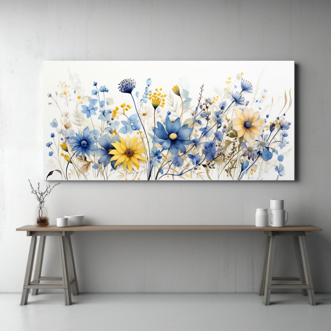 Spring Wildflowers Meadow Watercolor Print, Modern Home Decor - Image 2