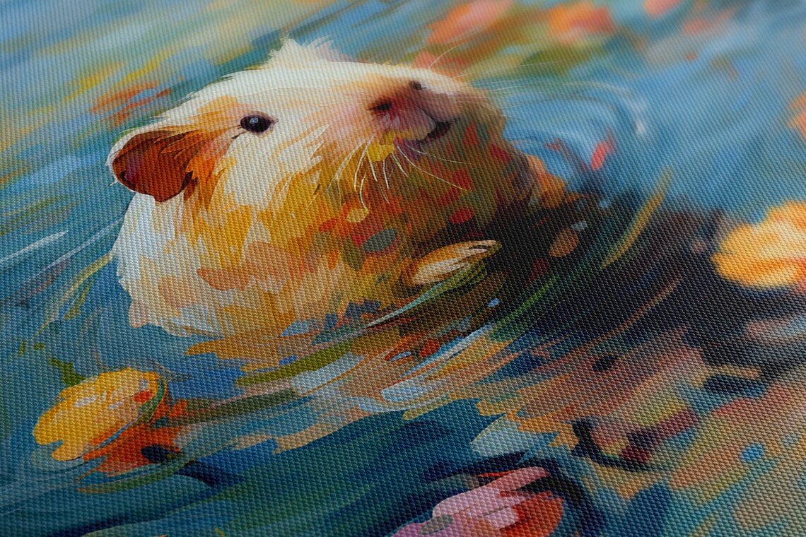 Guinea Pig in the Pond, Colorful Portrait Art Print - Image 4