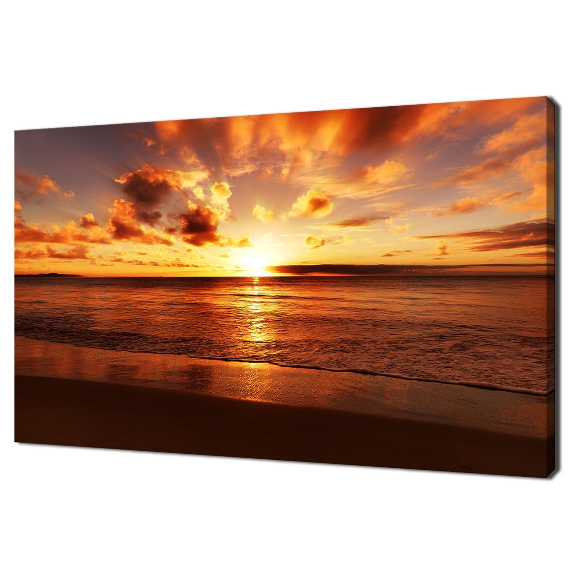 Tropical Sunset Beach Seascape, Modern Art Print