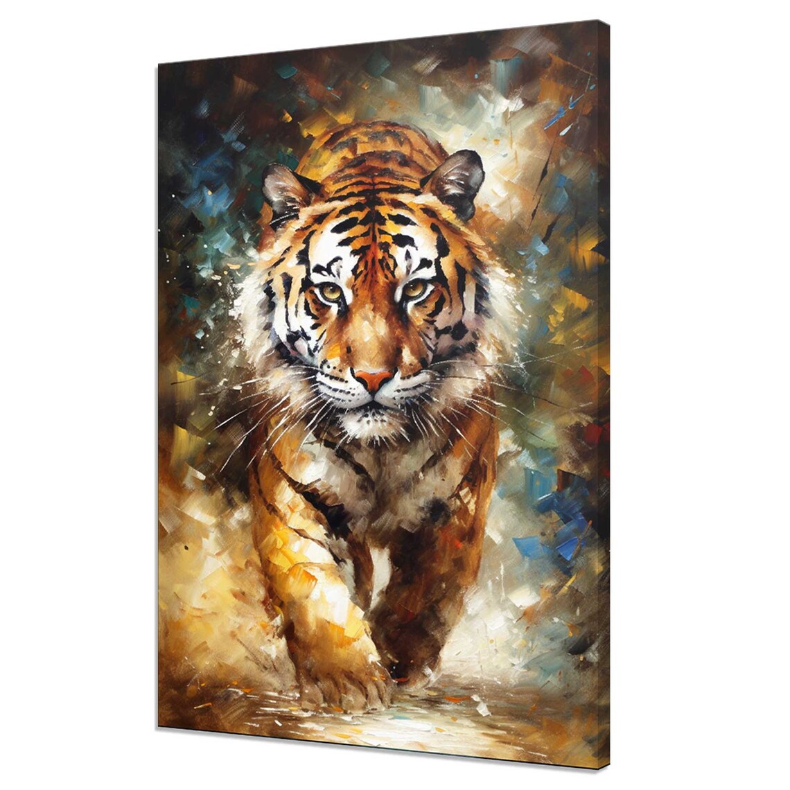 Colorful Running Tiger Modern Painting Art Print