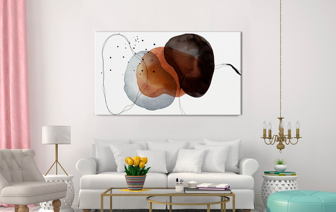 Abstract Watercolor Circles Brown Grey Minimalist Modern Art Poster - Image 2