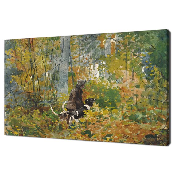 Winslow Homer On The Trail 1892 Hunter Dogs Autumn Woods Watercolor Art Print