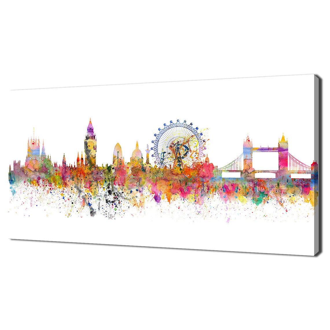 London Skyline Watercolor Art Print, Modern Design