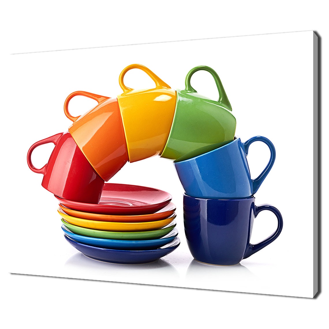 Rainbow Colourful Coffee Cups Kitchen Modern Design Home Decor Print Wall Art Picture