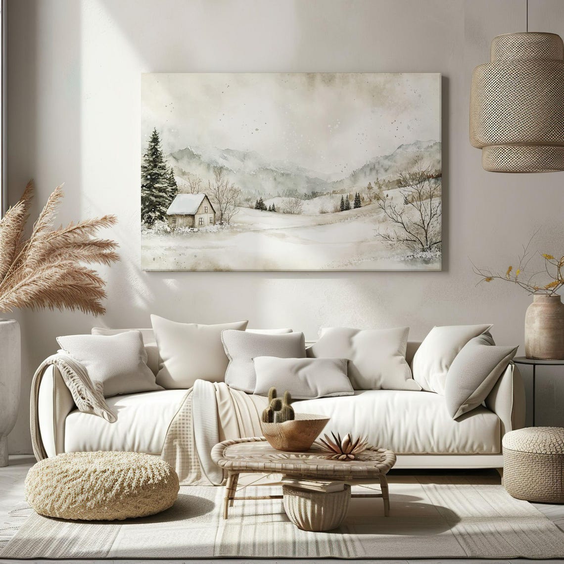 Snowy White Christmas Village Houses Vintage Painting Style Print Farmhouse Decor Art Nature Picture Wall Hanging Fine Art Print - Image 2