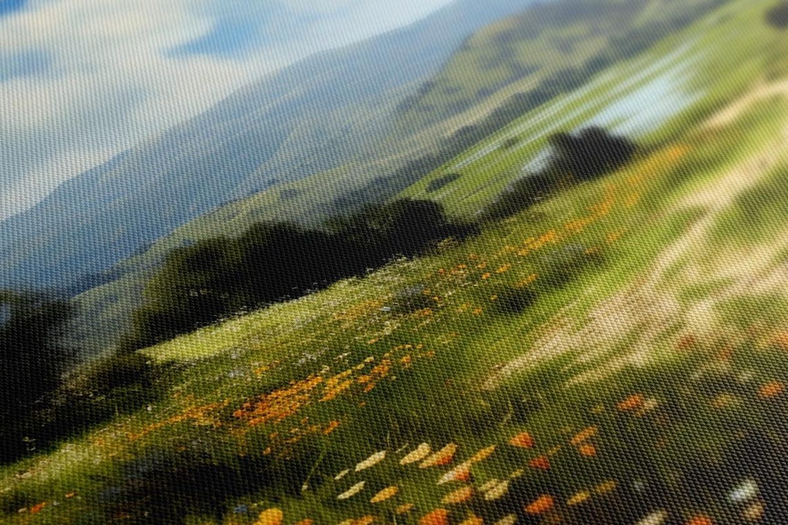 Flower Meadow Path Rolling Hills Vintage Countryside Landscape Poster - Image 2