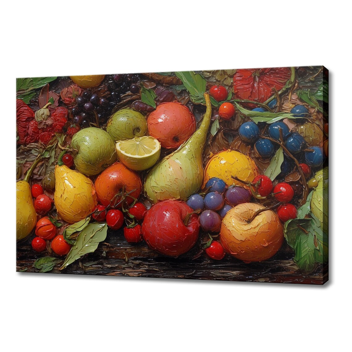 Colourful Fruits Vintage Still Life Painting Style Print Farmhouse Decor Art Nature Picture Wall Hanging Fine Art Print