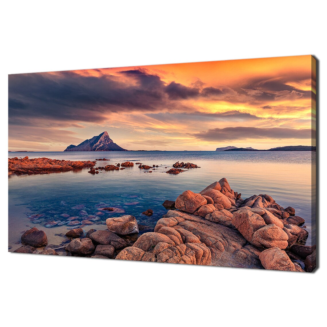 Tavolara Mountain Sunset, Sardinia Italy Travel Poster