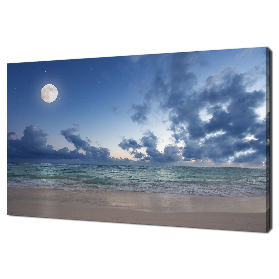 Full Moon Starry Sky Over Tropical Beach Night Seascape Wall Art
