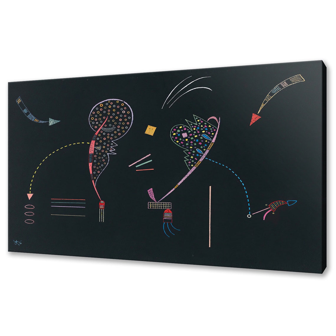 Wassily Kandinsky Deux Cotes 1938 Abstract Shapes On Black Wall Art